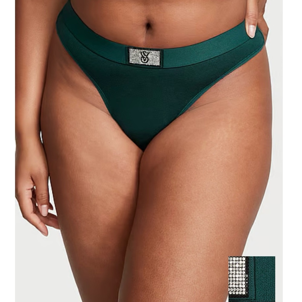 Shine Patch Cotton Thong Panty